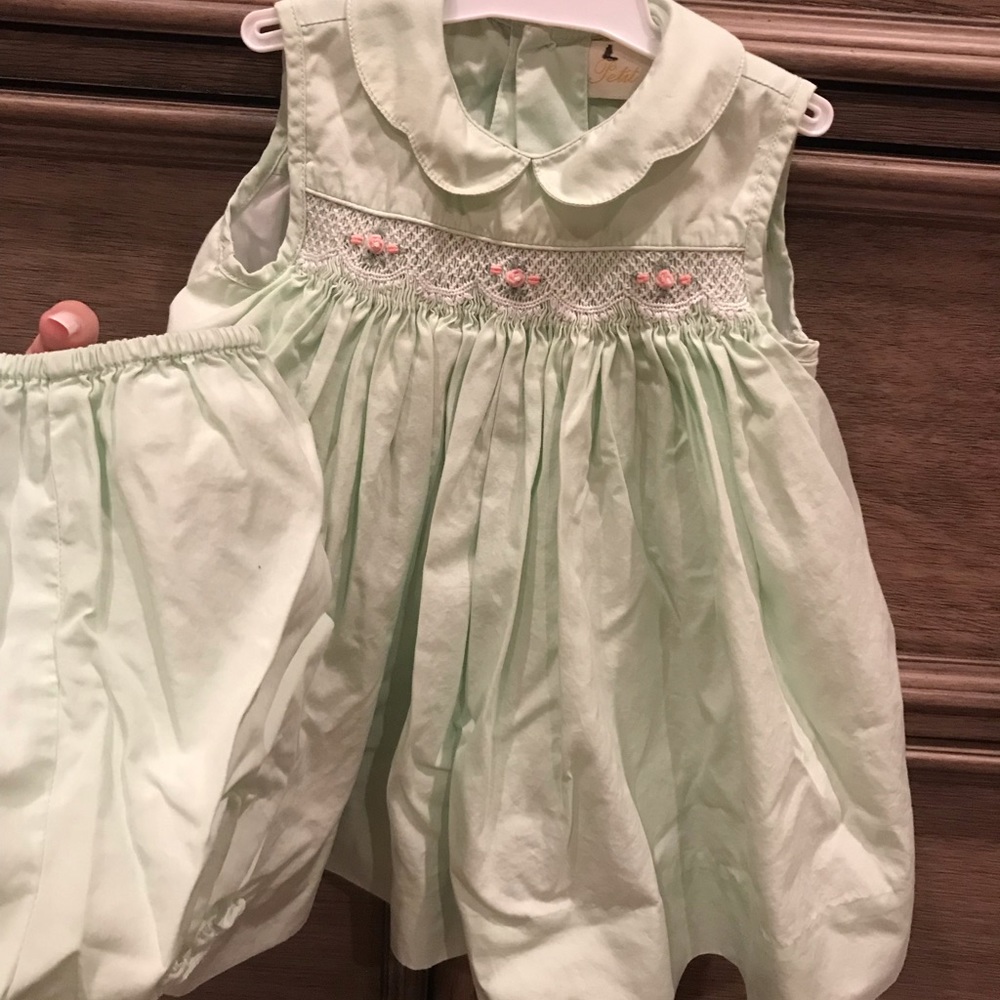 Mint green smocked summer dress